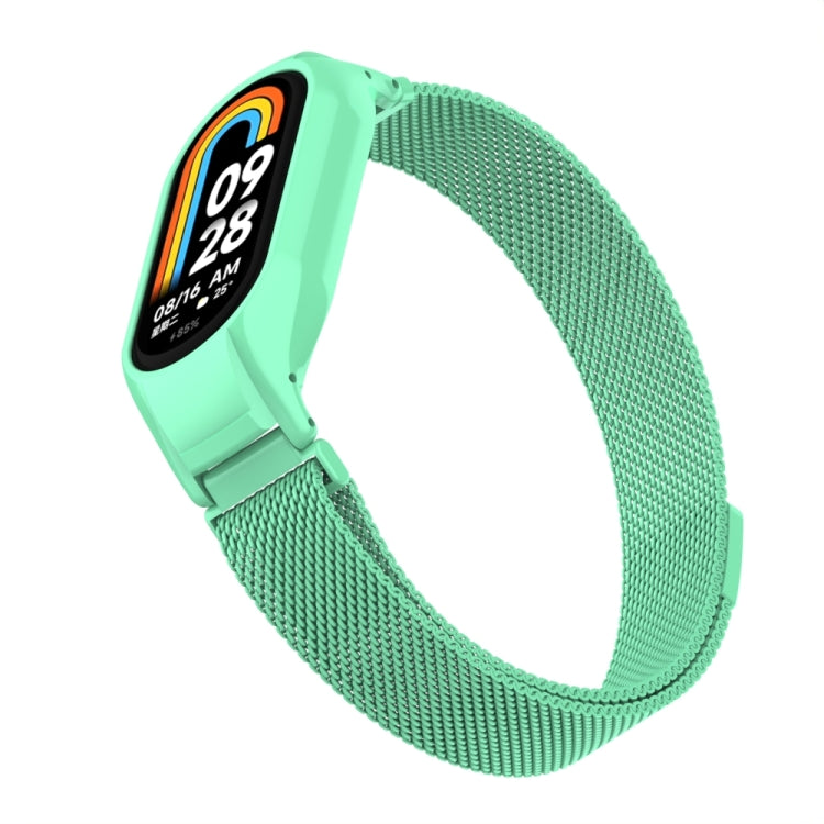 For Xiaomi Mi Band 8 Integrated Metal Case + Milanese Magnetic Watch Band(Blue Sea) - Smart Wear by PMC TechLife | Online Shopping South Africa | PMC TechLife