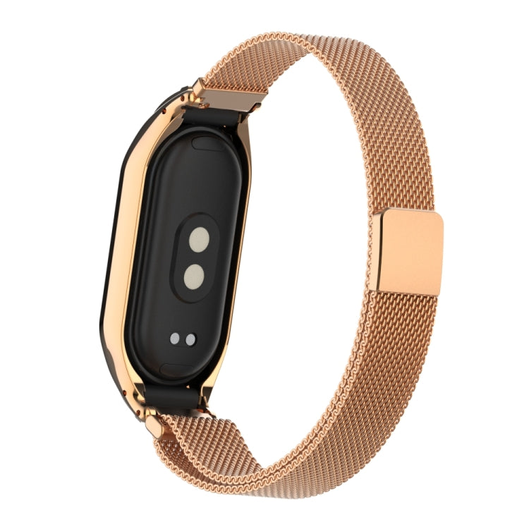 For Xiaomi Mi Band 8 Integrated Metal Case + Milanese Magnetic Watch Band(Rose Gold) - Smart Wear by PMC TechLife | Online Shopping South Africa | PMC TechLife