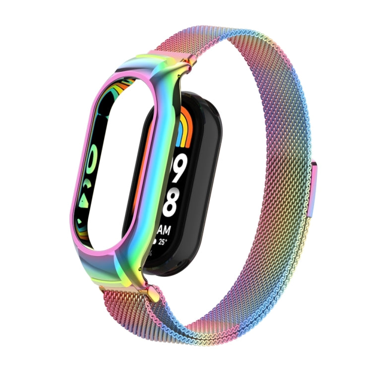 For Xiaomi Mi Band 8 Integrated Metal Case + Milanese Magnetic Watch Band(Colorful) - Smart Wear by PMC TechLife | Online Shopping South Africa | PMC TechLife