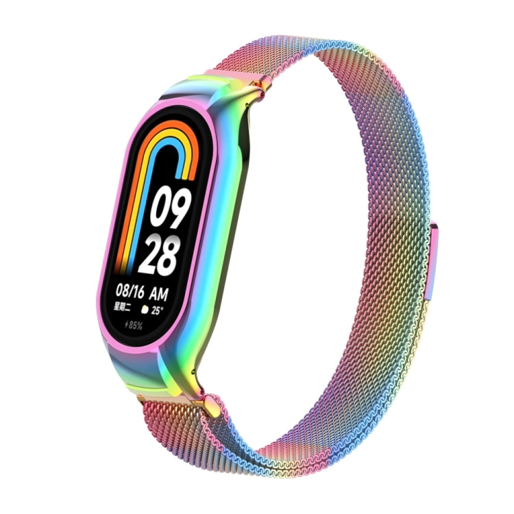 For Xiaomi Mi Band 8 Integrated Metal Case + Milanese Magnetic Watch Band(Colorful) - Smart Wear by PMC TechLife | Online Shopping South Africa | PMC TechLife