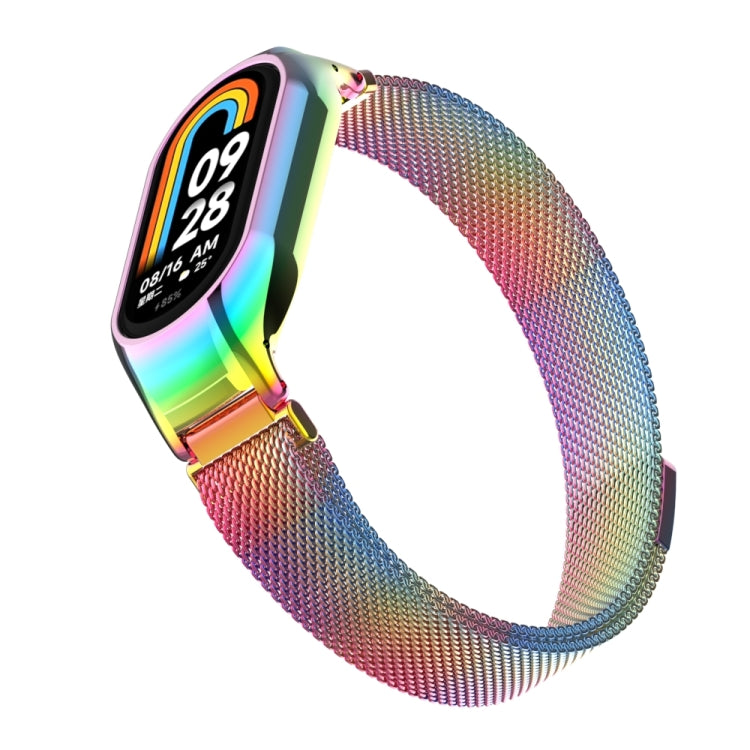 For Xiaomi Mi Band 8 Integrated Metal Case + Milanese Magnetic Watch Band(Colorful) - Smart Wear by PMC TechLife | Online Shopping South Africa | PMC TechLife