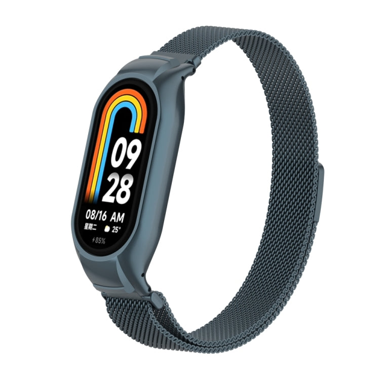 For Xiaomi Mi Band 8 Integrated Metal Case + Milanese Magnetic Watch Band(Titanium Gray) - Smart Wear by PMC TechLife | Online Shopping South Africa | PMC TechLife