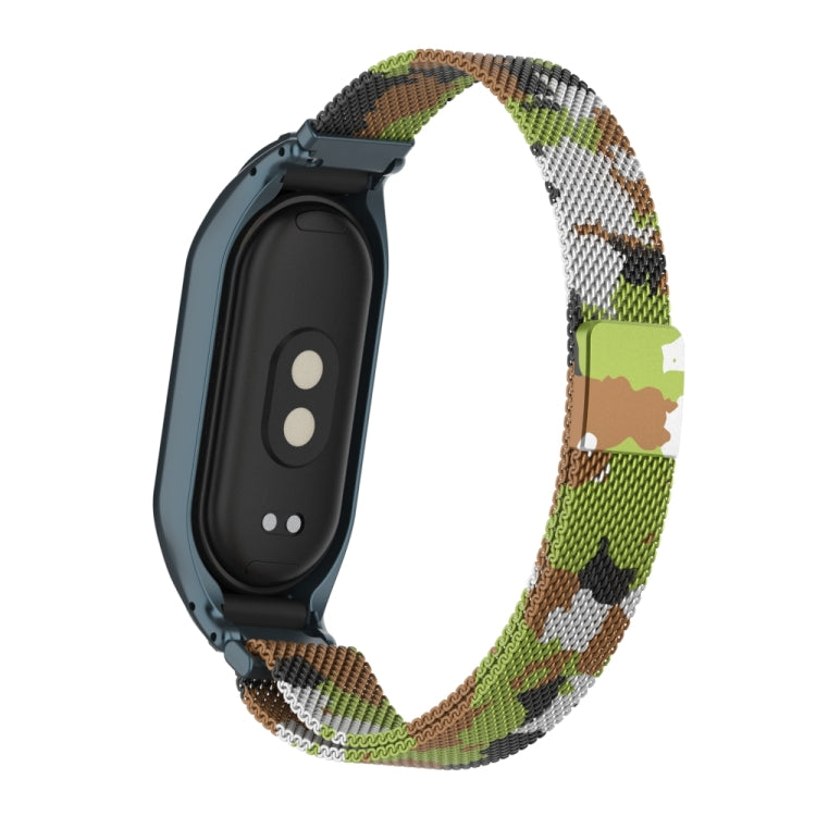 For Xiaomi Mi Band 8 Integrated Metal Case + Milanese Magnetic Watch Band(Grass Green) - Smart Wear by PMC TechLife | Online Shopping South Africa | PMC TechLife