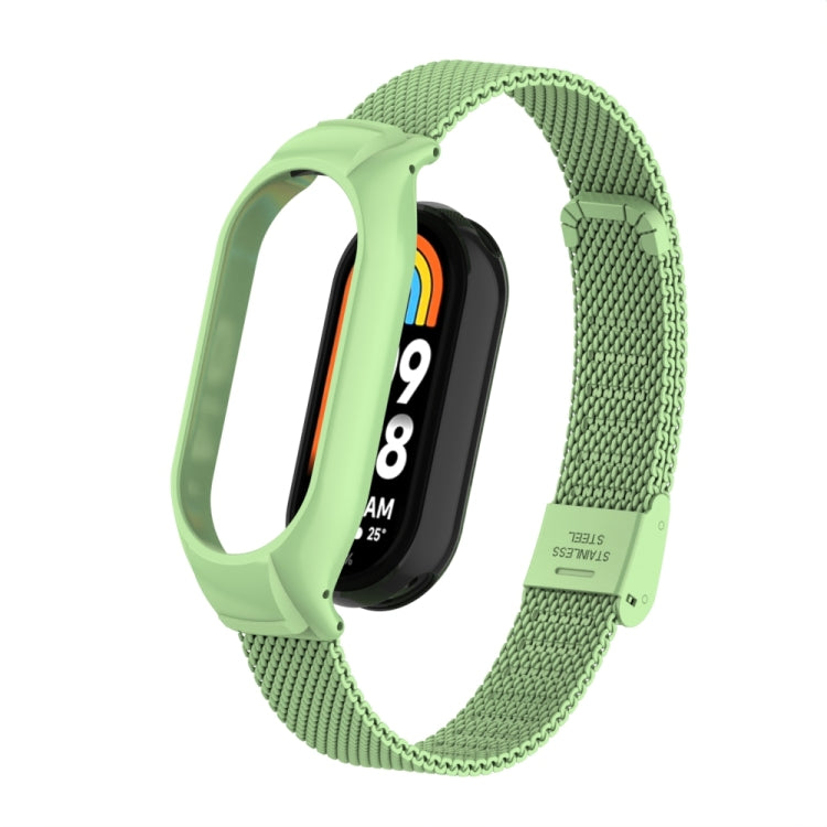 For Xiaomi Mi Band 8 Integrated Metal Case + Steel Mesh Buckle Watch Band(Matcha Green) - Smart Wear by PMC TechLife | Online Shopping South Africa | PMC TechLife