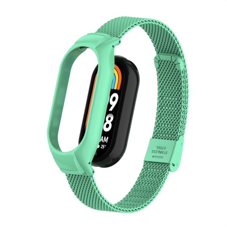 For Xiaomi Mi Band 8 Integrated Metal Case + Steel Mesh Buckle Watch Band(Blue Sea) - Smart Wear by PMC TechLife | Online Shopping South Africa | PMC TechLife