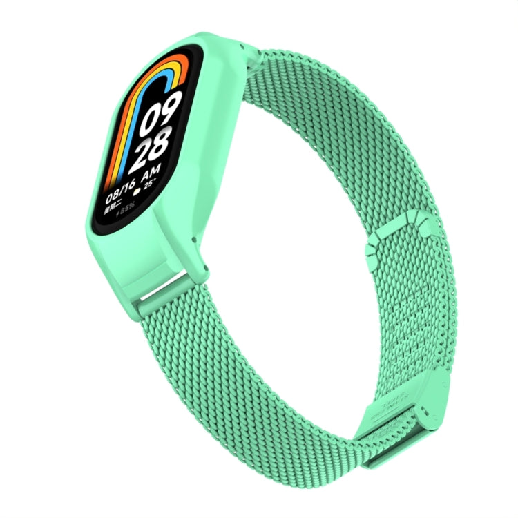 For Xiaomi Mi Band 8 Integrated Metal Case + Steel Mesh Buckle Watch Band(Blue Sea) - Smart Wear by PMC TechLife | Online Shopping South Africa | PMC TechLife