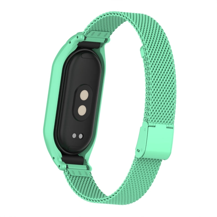 For Xiaomi Mi Band 8 Integrated Metal Case + Steel Mesh Buckle Watch Band(Blue Sea) - Smart Wear by PMC TechLife | Online Shopping South Africa | PMC TechLife
