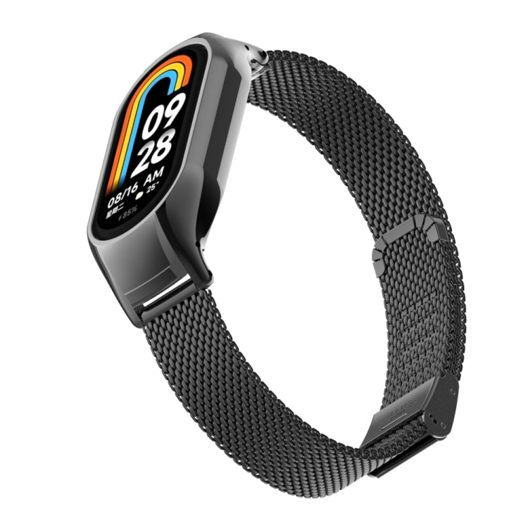 For Xiaomi Mi Band 8 Integrated Metal Case + Steel Mesh Buckle Watch Band(Black) - Smart Wear by PMC TechLife | Online Shopping South Africa | PMC TechLife