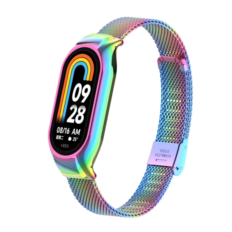 For Xiaomi Mi Band 8 Integrated Metal Case + Steel Mesh Buckle Watch Band(Colorful) - Smart Wear by PMC TechLife | Online Shopping South Africa | PMC TechLife