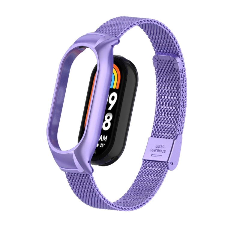 For Xiaomi Mi Band 8 Integrated Metal Case + Steel Mesh Buckle Watch Band(Hyun Purple) - Smart Wear by PMC TechLife | Online Shopping South Africa | PMC TechLife
