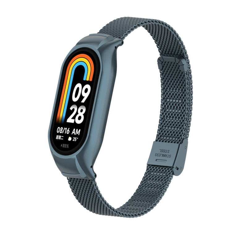 For Xiaomi Mi Band 8 Integrated Metal Case + Steel Mesh Buckle Watch Band(Titanium Gray) - Smart Wear by PMC TechLife | Online Shopping South Africa | PMC TechLife