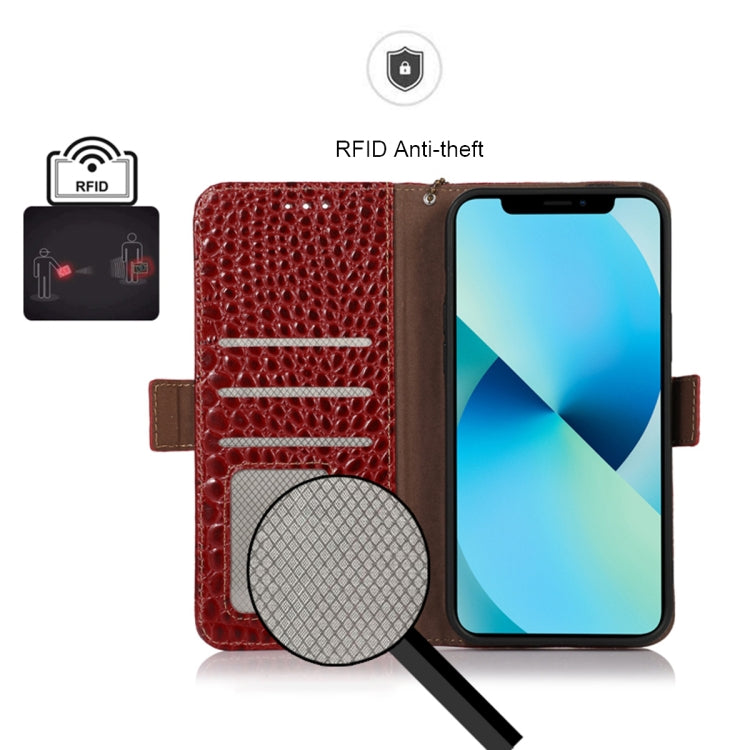 For Xiaomi Redmi Note 12 Turbo Crocodile Top Layer Cowhide Leather Phone Case(Red) - Xiaomi Cases by PMC TechLife | Online Shopping South Africa | PMC TechLife