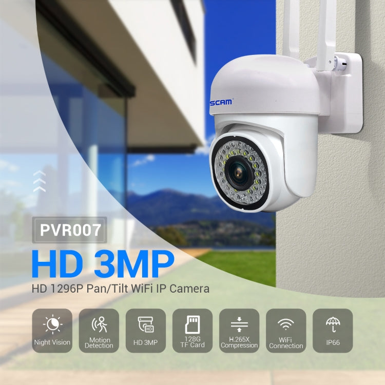 ESCAM PVR007 3MP Smart HD WiFi Camera Support Full Color Night Vision / Motion Detection / Sound Alarm / TF Card(US Plug) - Wireless Camera by ESCAM | Online Shopping South Africa | PMC TechLife | Buy Now Pay Later Mobicred