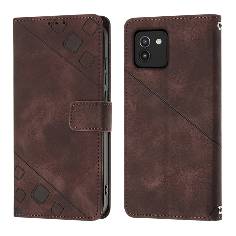 For Samsung Galaxy A03 166mm EU Version Skin-feel Embossed Leather Phone Case(Brown) - free shipping - PMC TechLife - Order now!