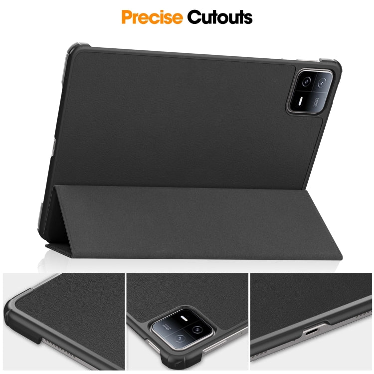 For Xiaomi Pad 6 / 6 Pro Custer Texture 3-Fold Holder Leather Smart Tablet Case(Black) - Xiaomi Cases by PMC TechLife | Online Shopping South Africa | PMC TechLife | Buy Now Pay Later Mobicred