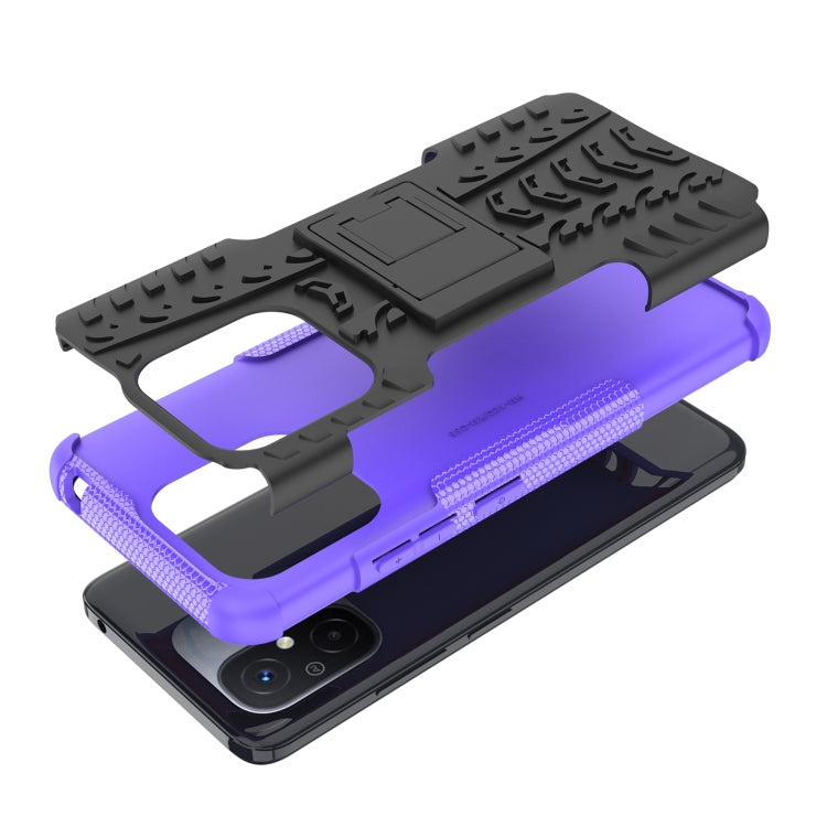 For Xiaomi Redmi 12C Tire Texture TPU + PC Phone Case with Holder(Purple) - free shipping - PMC TechLife - Order now!