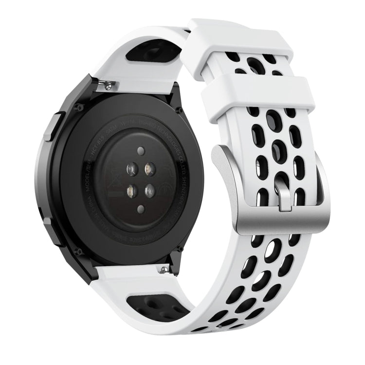 For Huawei Watch GT 2e Two Color Round Hole Silicone Watch Band(White Balck) - Smart Wear by PMC TechLife | Online Shopping South Africa | PMC TechLife