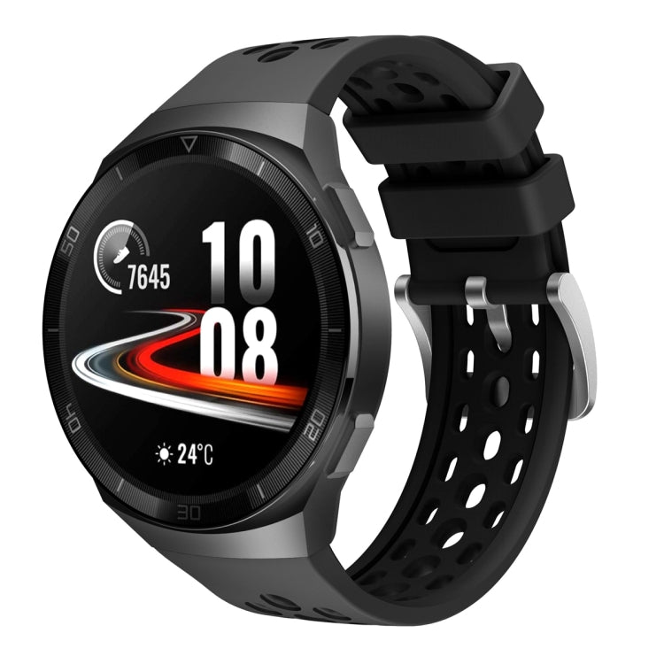 For Huawei Watch GT 2e Two Color Round Hole Silicone Watch Band(Balck Balck) - Smart Wear by PMC TechLife | Online Shopping South Africa | PMC TechLife