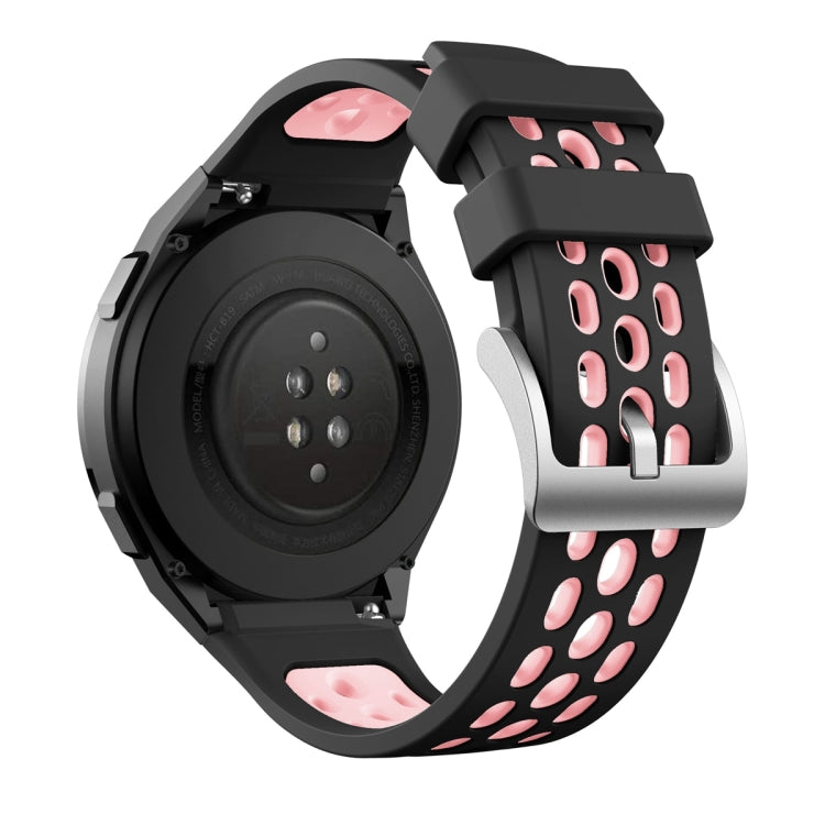 For Huawei Watch GT 2e Two Color Round Hole Silicone Watch Band(Balck Light Pink) - Smart Wear by PMC TechLife | Online Shopping South Africa | PMC TechLife