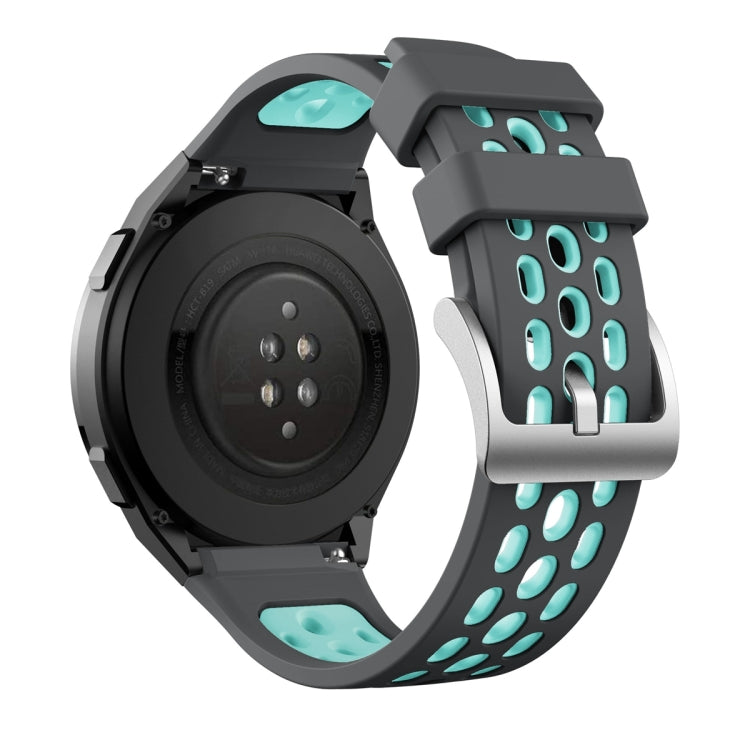 For Huawei Watch GT 2e Two Color Round Hole Silicone Watch Band(Grey Green) - Smart Wear by PMC TechLife | Online Shopping South Africa | PMC TechLife