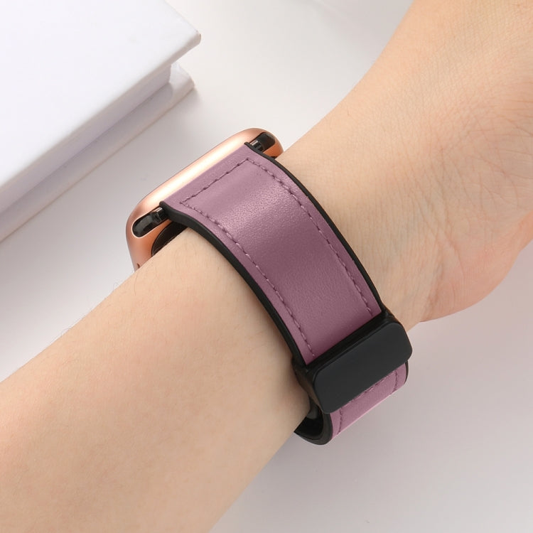 Magnetic Folding Silicone Leather Watch Band For Apple Watch Series 8&7 41mm / SE 2&6&SE&5&4 40mm / 3&2&1 38mm (Rose Pink) - Watch Bands by PMC TechLife | Online Shopping South Africa | PMC TechLife