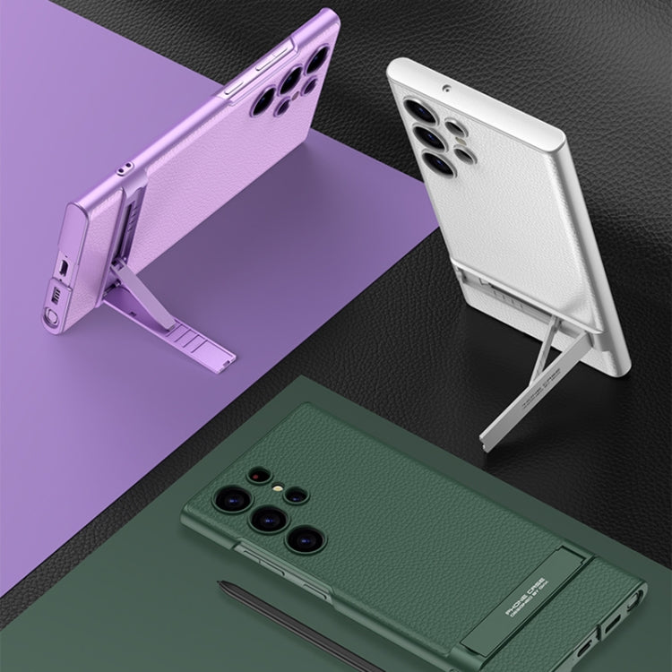 For Samsung Galaxy S23 Ultra 5G GKK Triumph Ultra-Thin Plain Leather Phone Case with Holder(Purple) - free shipping - PMC TechLife - Order now!