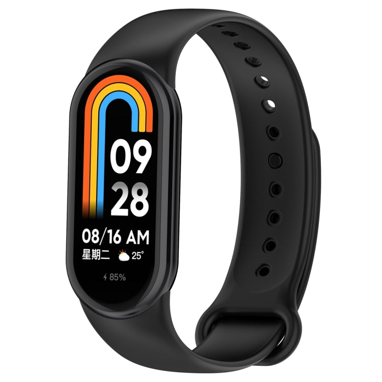 For Xiaomi Mi Band 8 Solid Color Silicone Plug Replacement Watch Band(Black) - Smart Wear by PMC TechLife | Online Shopping South Africa | PMC TechLife