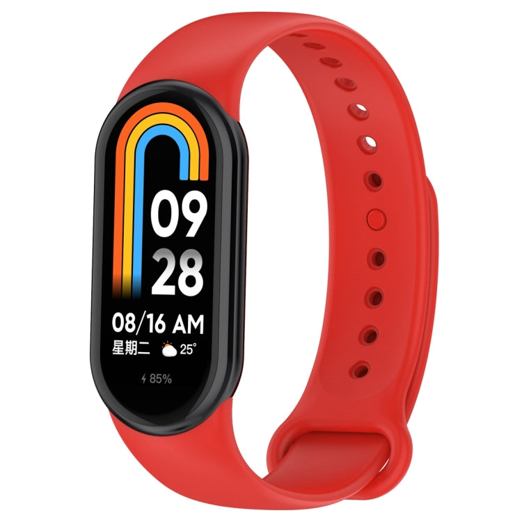 For Xiaomi Mi Band 8 Solid Color Silicone Plug Replacement Watch Band(Red) - Smart Wear by PMC TechLife | Online Shopping South Africa | PMC TechLife