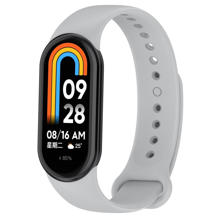 For Xiaomi Mi Band 8 Solid Color Silicone Plug Replacement Watch Band(Grey) - Smart Wear by PMC TechLife | Online Shopping South Africa | PMC TechLife