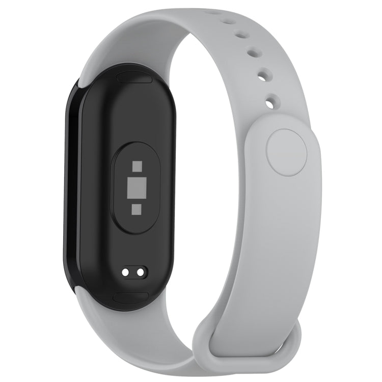 For Xiaomi Mi Band 8 Solid Color Silicone Plug Replacement Watch Band(Grey) - Smart Wear by PMC TechLife | Online Shopping South Africa | PMC TechLife