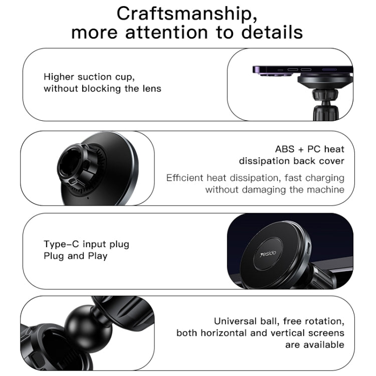 Yesido C190 15W Magsafe Magnetic Car Air Vent Wireless Charger(Black) - Wireless Charger Holders by Yesido | Online Shopping South Africa | PMC TechLife | Buy Now Pay Later Mobicred