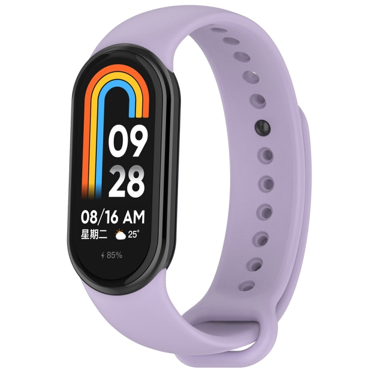 For Xiaomi Mi Band 8 Solid Color Stainless Steel Plug Replacement Watch Band (Purple) - Watch Bands by PMC TechLife | Online Shopping South Africa | PMC TechLife