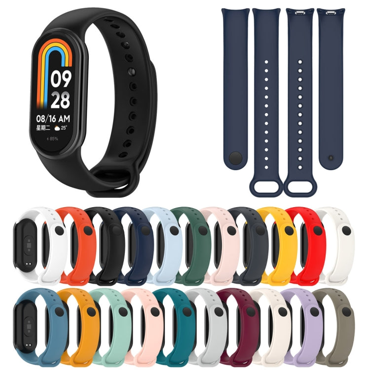 For Xiaomi Mi Band 8 Solid Color Stainless Steel Plug Replacement Watch Band (Wine Red) - Watch Bands by PMC TechLife | Online Shopping South Africa | PMC TechLife