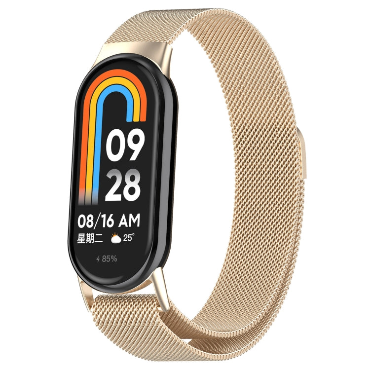 For Xiaomi Mi Band 8 Milanese Metal Watch Band(Champagne Color) - Smart Wear by PMC TechLife | Online Shopping South Africa | PMC TechLife