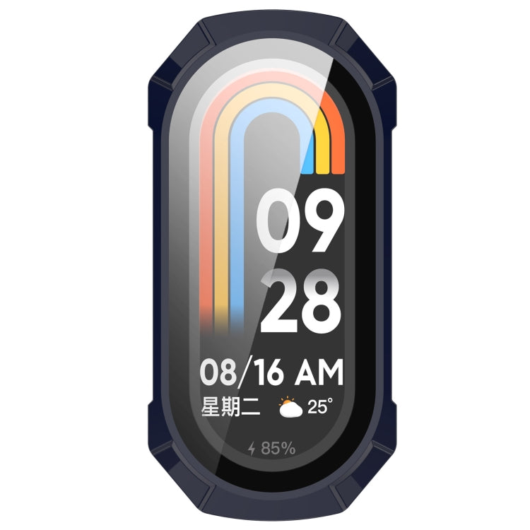 For Xiaomi Mi Band 8 PC + Tempered Glass Integrated Protective Watch Case(Ink Blue) - Smart Wear by PMC TechLife | Online Shopping South Africa | PMC TechLife