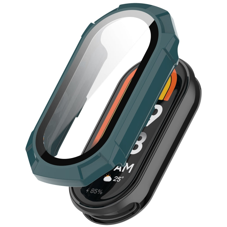 For Xiaomi Mi Band 8 PC + Tempered Glass Integrated Protective Watch Case(Pine Green) - Smart Wear by PMC TechLife | Online Shopping South Africa | PMC TechLife