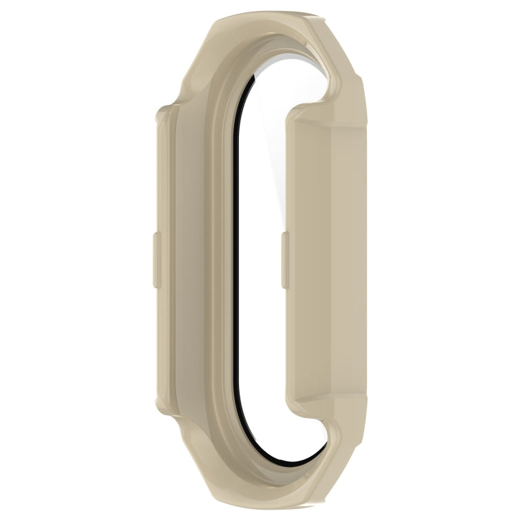 For Xiaomi Mi Band 8 PC + Tempered Glass Integrated Protective Watch Case(Ivory White) - Smart Wear by PMC TechLife | Online Shopping South Africa | PMC TechLife