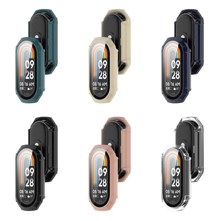 For Xiaomi Mi Band 8 PC + Tempered Glass Integrated Protective Watch Case(Ivory White) - Smart Wear by PMC TechLife | Online Shopping South Africa | PMC TechLife