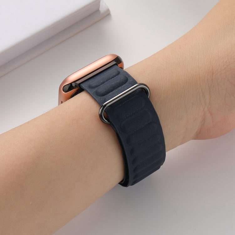 Magnetic Reverse Buckle Watch Band For Apple Watch Series 8&7 45mm(Indigo Blue) - Smart Wear by PMC TechLife | Online Shopping South Africa | PMC TechLife