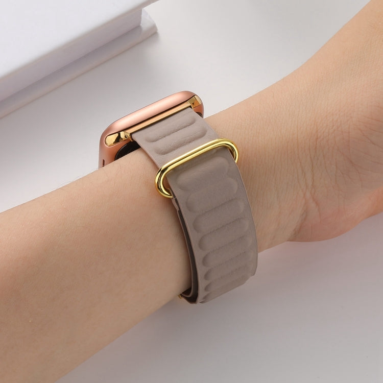 Magnetic Reverse Buckle Watch Band For Apple Watch Series 8&7 45mm(Starlight Grey) - Smart Wear by PMC TechLife | Online Shopping South Africa | PMC TechLife