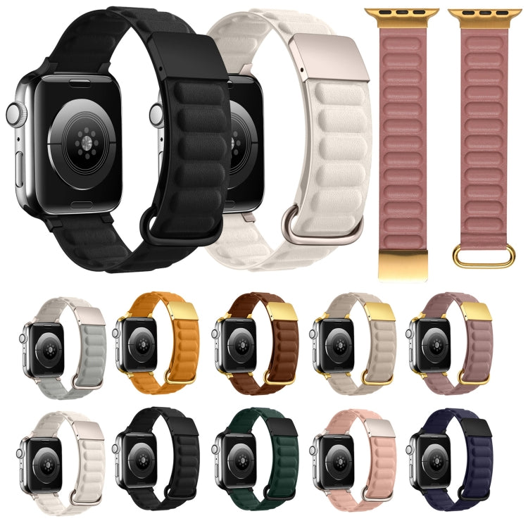 Magnetic Reverse Buckle Watch Band For Apple Watch Series 8&7 45mm(Saddle Brown) - Smart Wear by PMC TechLife | Online Shopping South Africa | PMC TechLife
