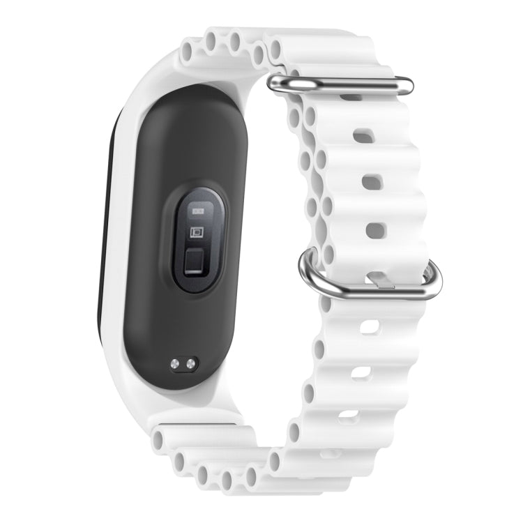 For Xiaomi Mi Band 7 / 6 / 5 / 4 / 3 Solid Color Marine Silicone Breathable Watch Band(White) - Smart Wear by PMC TechLife | Online Shopping South Africa | PMC TechLife