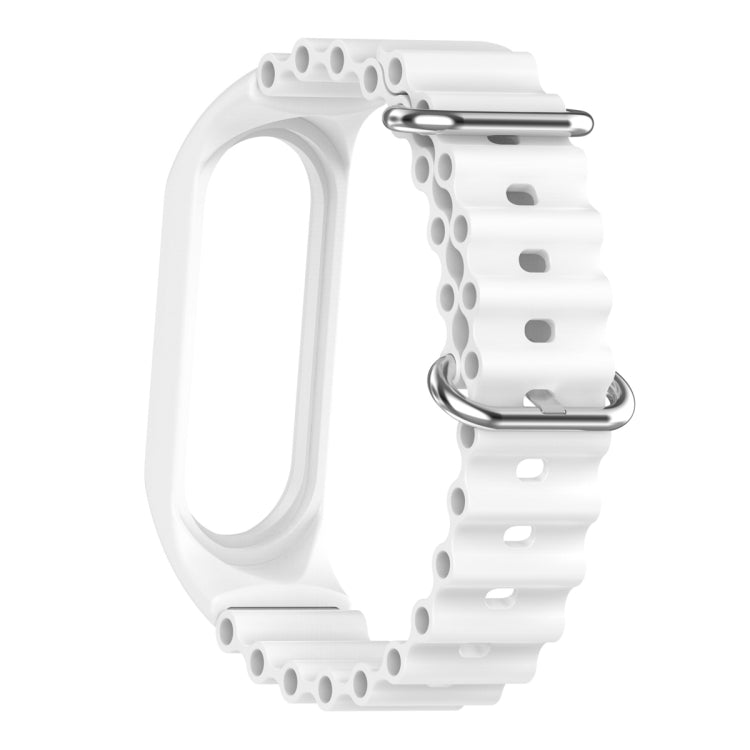 For Xiaomi Mi Band 7 / 6 / 5 / 4 / 3 Solid Color Marine Silicone Breathable Watch Band(White) - Smart Wear by PMC TechLife | Online Shopping South Africa | PMC TechLife