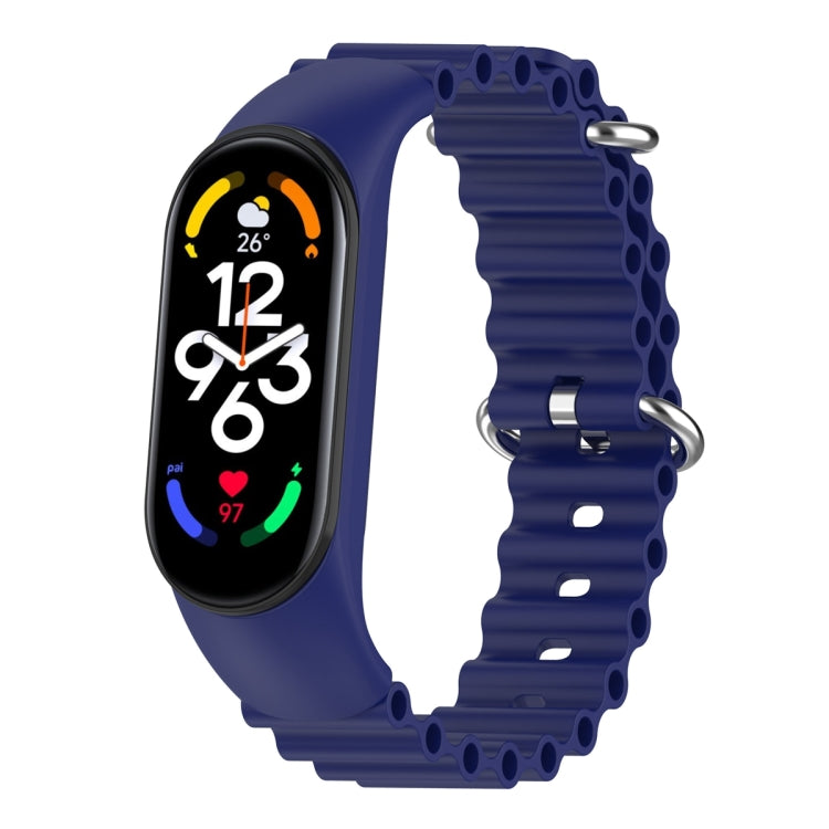 For Xiaomi Mi Band 7 / 6 / 5 / 4 / 3 Solid Color Marine Silicone Breathable Watch Band(Blue) - Smart Wear by PMC TechLife | Online Shopping South Africa | PMC TechLife