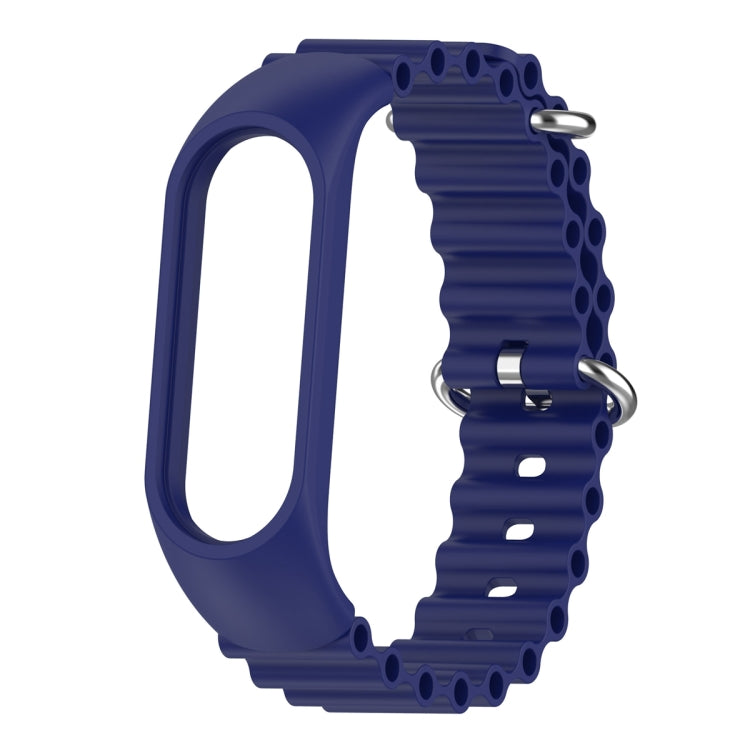 For Xiaomi Mi Band 7 / 6 / 5 / 4 / 3 Solid Color Marine Silicone Breathable Watch Band(Blue) - Smart Wear by PMC TechLife | Online Shopping South Africa | PMC TechLife
