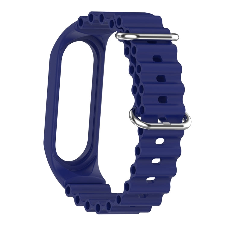 For Xiaomi Mi Band 7 / 6 / 5 / 4 / 3 Solid Color Marine Silicone Breathable Watch Band(Blue) - Smart Wear by PMC TechLife | Online Shopping South Africa | PMC TechLife