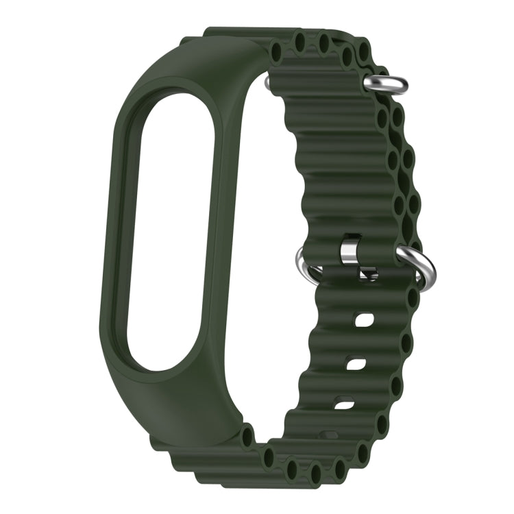 For Xiaomi Mi Band 7 / 6 / 5 / 4 / 3 Solid Color Marine Silicone Breathable Watch Band(Green) - Smart Wear by PMC TechLife | Online Shopping South Africa | PMC TechLife