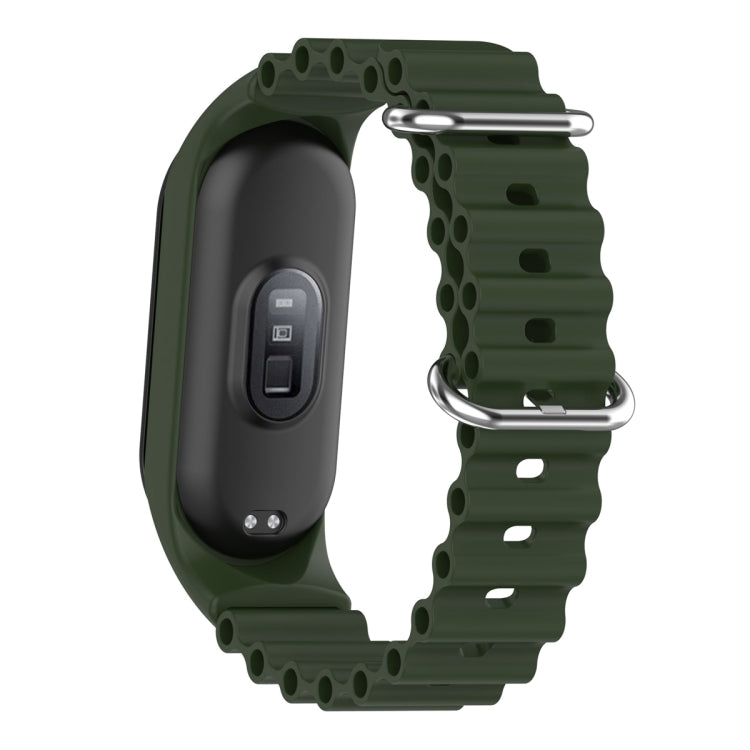 For Xiaomi Mi Band 7 / 6 / 5 / 4 / 3 Solid Color Marine Silicone Breathable Watch Band(Green) - Smart Wear by PMC TechLife | Online Shopping South Africa | PMC TechLife