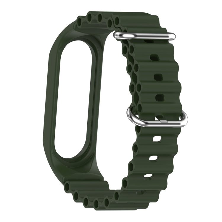 For Xiaomi Mi Band 7 / 6 / 5 / 4 / 3 Solid Color Marine Silicone Breathable Watch Band(Green) - Smart Wear by PMC TechLife | Online Shopping South Africa | PMC TechLife