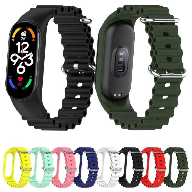 For Xiaomi Mi Band 7 / 6 / 5 / 4 / 3 Solid Color Marine Silicone Breathable Watch Band(Green) - Smart Wear by PMC TechLife | Online Shopping South Africa | PMC TechLife